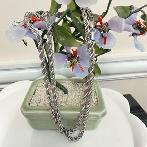 Vintage old silver Rope chain Necklace